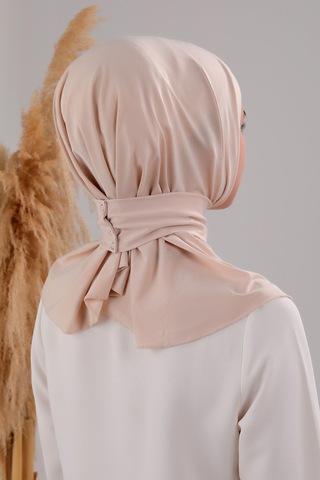 Melodi Scarf Kadın Tesettür Pratik Çıtçıtlı Sandy Fular Hazır Şal Krem Krem
