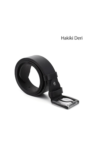 Gönderi R Siyah Hakiki Deri 4,5 Cm Kot Kemeri Siyah