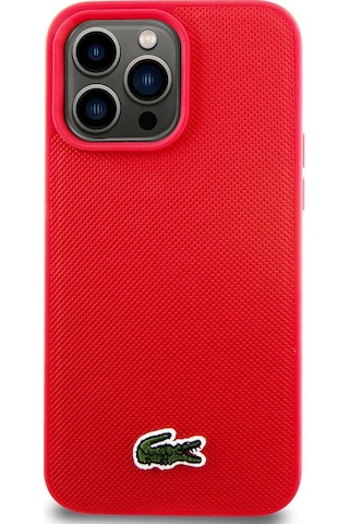 Apple Uyumlu iPhone 15 Pro Max Kılıf Lacoste Lisanslı Pu Pike Desenli İkonik Timsah Dokuma Logolu Yeşil