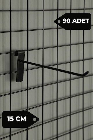 15 Cm 90 Adet Siyah Tel Pano Kancası Raf Askısı Siyah