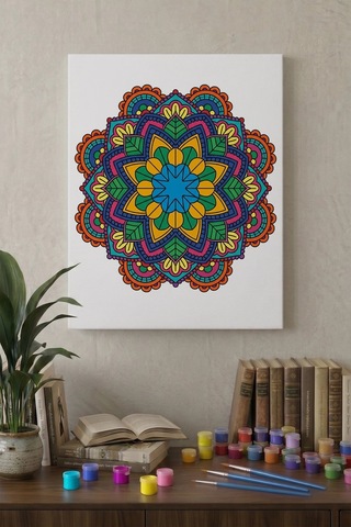 Klasik Mandala Ahşap Boyama Seti 40x50 Cm