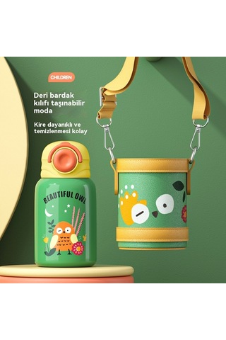 Aurora Çocuk Termos Badağıpaslanmaz Çelik Suısıcısısısısısısıstani Anti-fallörenci Su Bardağı Yeşil