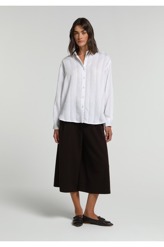 Colin's Colins Boyfriend Fit Shirt Neck Jakarlı Kadın Beyaz Uzun Kol Gömlek Cl1081980 Q1.v2 Wht