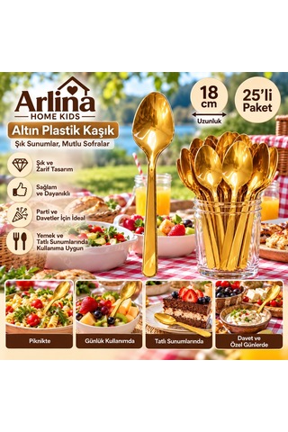 25li 18 Cm Altın Plastik Kaşık