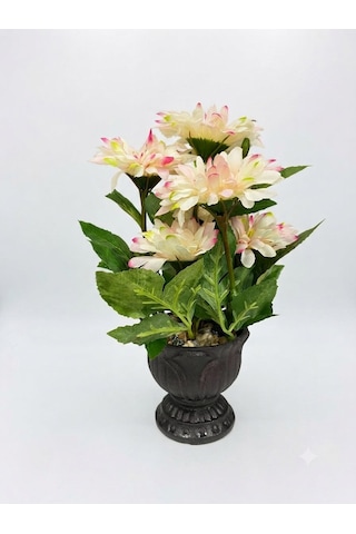 Seta Garden Çiçek Açık Pempe Siyah Vazo 33 Cm Çok Renkli