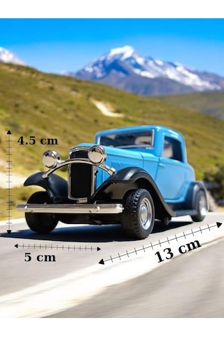 Nostaljik Klasik Metal Çek Bırak Araba Kapılar Açılır Mavi 1/36 Ölçek Diğer