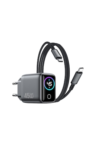 Wiwu Chg500 Voyager Serisi Gan Teknolojili Pd/qc Tft Göstergeli Hızlı Şarj Başlığı 45w Siyah