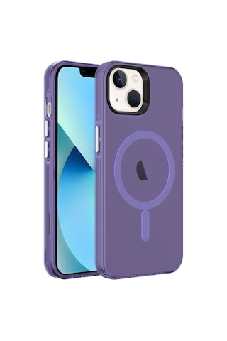 İphone Uyumlu 14 Uyumlu Csm Zore Magsafe Şarj Özellikli Buzlu Transparan C-pro Sert Kılıf-derin Mor