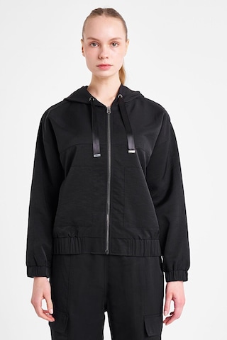 Lescon 25ntbl002146 Kadın Fermuarlı Kapşonlu Sweatshirt Siyah