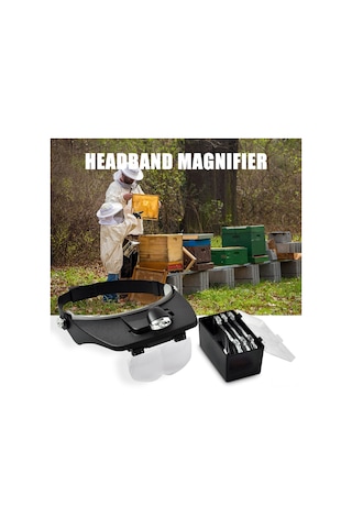Hombey Arı Yetiştirme Aracı - Led Işılıklı 4 Değiştirilebilir Lensli Uzak Görme Büyütec Pil Yok Ht-0302