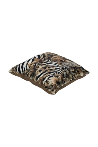 İçi Dolu Krep Örgü Üzerine Dijital Baskılı Kırlent 45x43 Cm Leopar Desenli Dekoratif Yastık Çok Renkli