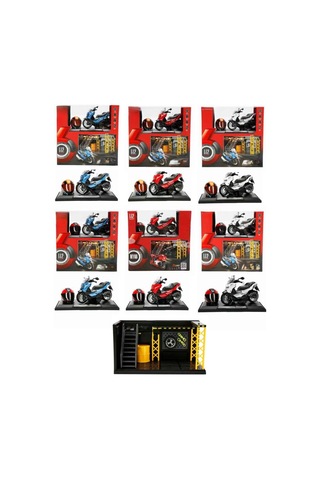 1:12 Sesli Ve Işıklı Motosiklet Ve Tamir Atölyesi Seti Çok Renkli