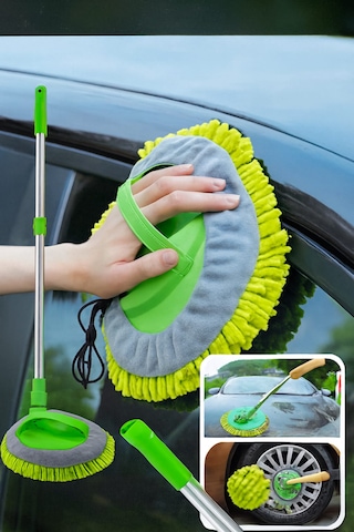 Nobera Teleskopik Mikrofiber Oto Yıkama Mop Araba Yıkama Fırçası +1 Yedek Bez
