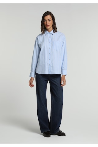 Colin's Colins Boyfriend Fit Shirt Neck Çizgili Kadın Mavi Uzun Kol Gömlek Cl1081918 Q1.v1 Ble