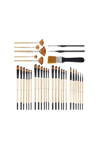 32 Akrilik Fırça, Yelpaze Fırçalar, İnce Detay Fırçaları