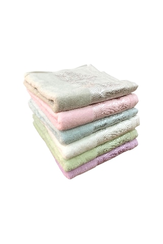 6 Lı Fiesta Jakarlı %100 Pamuklu El Yüz Havlusu Seti 50 X 90 Çok Renkli