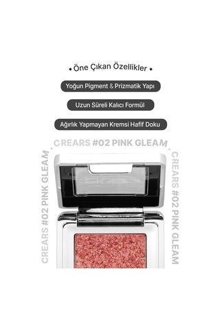 Cre'ars Mücevher Parlaklığında Yoğun Pigmentli Tekli Far Glitter Bomb Eyeshadow 02 Pink Gleam
