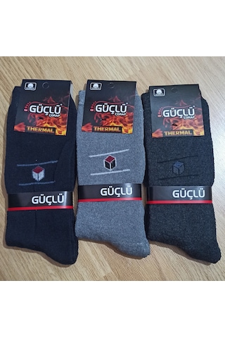 Güçlü Erkek Thermal Havlu Çorap 12 Adet Siyah