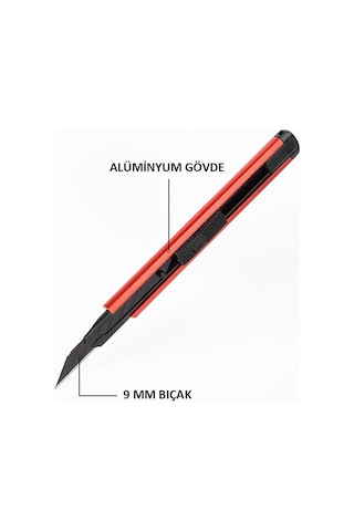 Workpro Wp212020 9mm Alüminyum Kasa Cep Askılı Maket Bıçağı Kırmızı