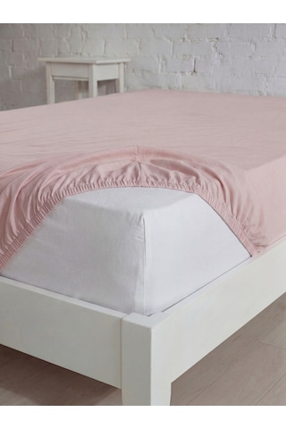 Tek Kişilik Pamuklu Lastikli Çarşaf, Ranforce Tek Kişilik Fitted Çarşaf 100x200+20 Cm Pudra