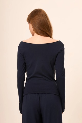Zoor Ultra Soft Penye Modal Kayık Yaka Bluz Laci Vert