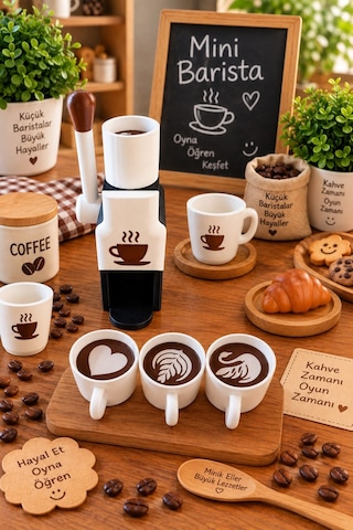Mini Barista Kahve Makinesi Oyuncak Seti Çocuklar İçin