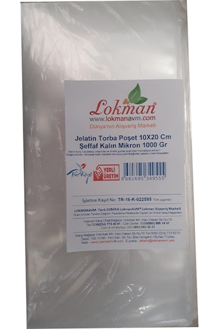 LokmanAVM Jelatin Torba Poşet 10X20 Cm Şeffaf Kalın Mikron 1000 G