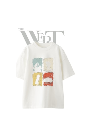 Thewert Dag Yuruyus Tasarım Baskılı Ünisex Beyaz Oversize T-shirt