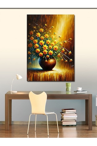 Kanvas Tablo Vazoda Sarı Çiçekler 50cmx70cm