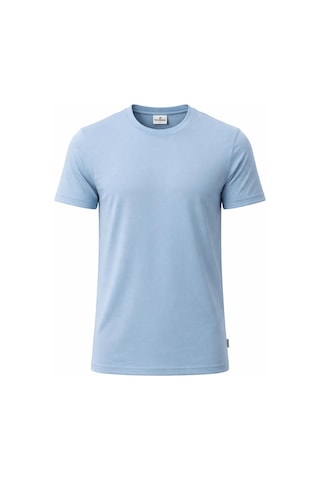 Plus Scorpion T02 Kol Katlama Erkek Slim Fit Basic Tişört Bisiklet Yaka, Düz Kumaş, Yazlık Model Mavi