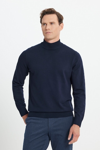AC&Co / Altınyıldız Classics Erkek Lacı Standart Fit Normal Kesim Yarım Balıkçı Yaka Triko Kazak Lacivert