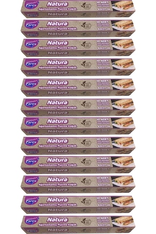 Natura Ağartılmamış Hazır Kesilmiş Pişirme Kağıdı 10 Lu 12 Paket