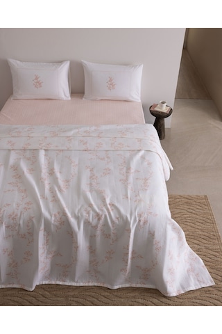 Madame Coco Maria Tek Kişilik %100 Pamuk Karde Baskılı Pike Takımı - Pembe 8684427310687 Çok Renkli