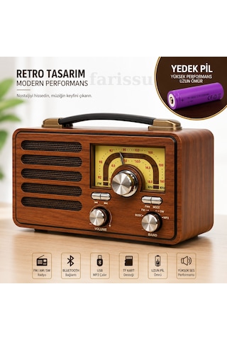 Everton Nostaljik Retro Tasarım Bluetooth Hoparlör Ve Radyo Rt-755 Yedek Pili