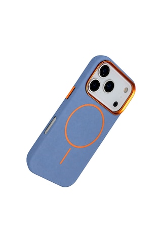 Joko Apple iPhone Uyumlu 18 Pro Max Luno Deri Magsafe Kapak - Sierra Blue 00