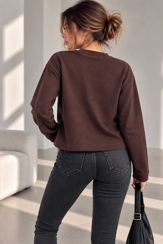 Bb Butik Basic Ön Dikiş Detaylı Basic Sweatshirt Günlük Rahat Kesim My3535 Kahverengi