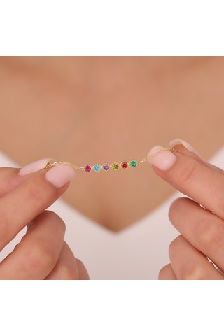 Vaoov 925 Ayar Gümüş Renkli Taşlı Bileklik Altın