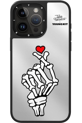Apple Uyumlu iPhone 15 Pro Max Kılıf Tobias Fonseca Tasarımlı Youngkit Mirror Kapak Siyah-beyaz