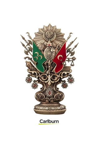 Özel Üretim Antik Sarı Dekoratif Hediyelik Osmanlı Devleti Arması Boytu