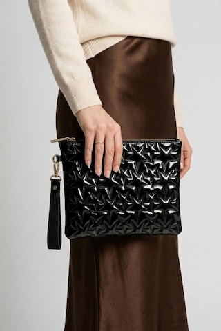 Gl-003 Yıldız Dikişli Kadın El Çantası Clutch Çanta Omuz Çantası Çapraz Çanta Pörtföy Çanta Rugan Siyah