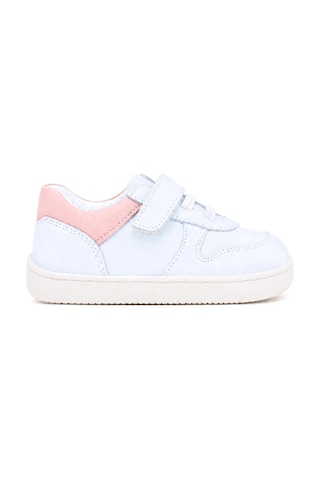 Rakerplus Bob Hakiki Deri Beyaz Nubuk Pembe Cırtlı Bebek Sneaker Ayakkabı