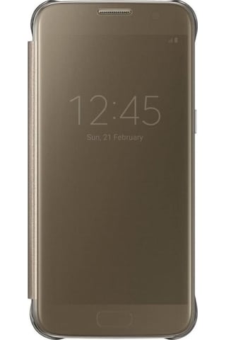 Samsung Galaxy S7 G930 Uyumlu Clear View Cover Akllı Kılıf Gold