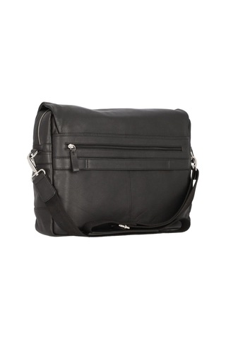 Alassio Oro Messenger 38 Cm Siyah Deri Laptoplu Omuz Çantası