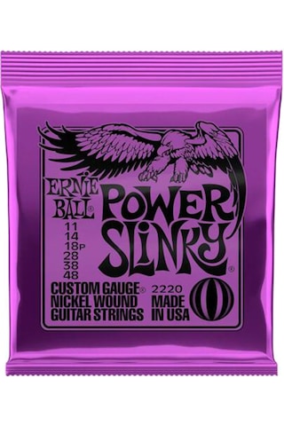 Vkemall Ernie Ball 2220 Power Slinky Nikel Sarılı Elektrik Gitar Telleri 11-48 Çok Renkli