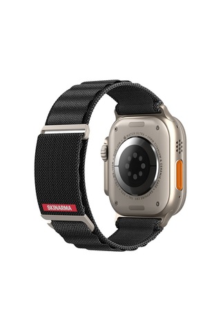 Watch Ultra 49mm Kordon Skinarma Kobu Hasır Strap Kayış Siyah Siyah