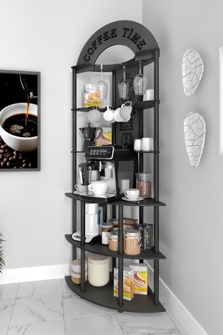 Ristretto Kahve Köşesi Rafı Siyah Siyah