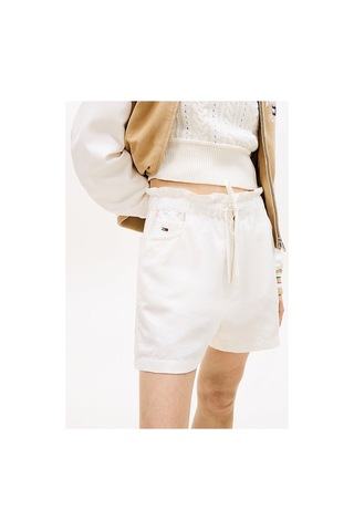 Tommy Hilfiger Kadın Tjw Essential Keten Şort-16146 Ekru