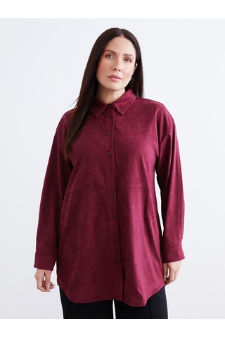 Lcw Modest Bordo Süet Görünümlü Kadın Gömlek Tunik
