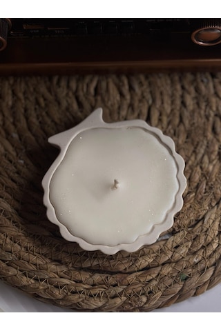 Beton İstiridye Tabakta Simli Mum - Doğal Soya Wax