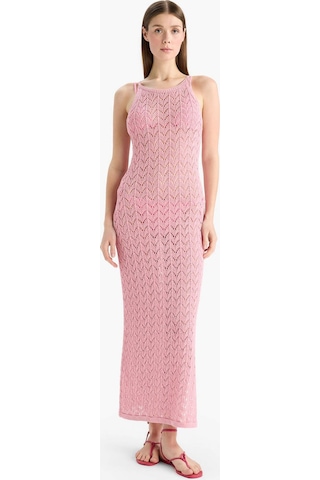 Defacto Yuvarlak Yaka Askılı Triko Plaj Elbisesi-fall İn Love E5968ax25hspn164 Pembe